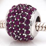 Andante-Stones Edler Silber Bead Pavé mit funkelnden Kristallsteinen (Amethyst)