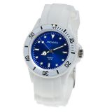 Andante Sportliche Wasserdichte Unisex Armbanduhr Silikon Uhr Quarz 3ATM WEISS DUNKEL BLAU AS-5000