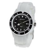 Sportliche Wasserdichte Silikon Quarz Armbanduhr 3ATM WEISS SCHWARZ