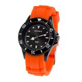 Sportliche Wasserdichte Silikon Quarz Armbanduhr 3ATM ORANGE SCHWARZ