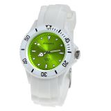 Sportliche Wasserdichte Silikon Quarz Armbanduhr 3ATM WEISS GRN