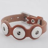 Andante Leder ARMBAND fr 3 Chunks Click-Buttons (lngenverstellbar) Coffee