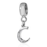 Original Massiv 925 Sterling Silber Dangle Bead ALPHABET - 