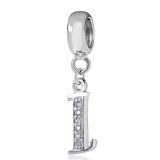 Original Massiv 925 Sterling Silber Dangle Bead ALPHABET - 