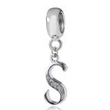 Original Massiv 925 Sterling Silber Dangle Bead ALPHABET - 