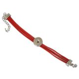 Andante Leder ARMBAND für 1 Chunk Click-Button (längenverstellbar) Rot