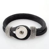 Andante Leder ARMBAND fr Chunks Click-Buttons (23 cm) Schwarz