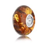 ANDANTE Echter OSTSEE Bernstein 925 Silber Bead Kettenanhnger Cognac 8 x 14 mm