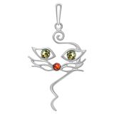 ANDANTE 925 Sterling Silber Kettenanhänger OSTSEE Bernstein Miezekatze #6071