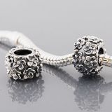 Original Massiv 925 Sterling Silber Bead Blumen Antique