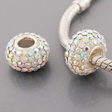 Original Massiv 925 Sterling Silber Kristall Bead