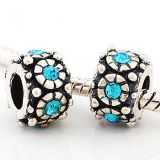 Andante-Stones Edler Silber  Bead mit 5 cyan Glaskristallsteinen