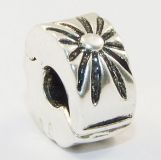 Andante-Stones Edler Silber  Bead Clip Stopper mit 2 Blumen