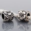 Andante-Stones Edler Silber  Bead Sule mit Blumen und Klee Gravur