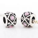 Andante-Stones Edler Silber  Bead mit 4 rosa Glaskristallsteinen