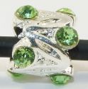 Andante-Stones Edler Silber  Bead mit 8 grünen Glaskristallen
