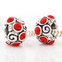 Andante-Stones Edler Silber  Bead mit 8 roten Glaskristallsteinen