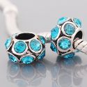 Andante-Stones Edler Silber  Bead mit 12 cyan Glaskristallen