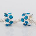 Andante-Stones Edler Silber  Bead m 10 pfauenblauen Glaskristallen