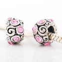 Andante-Stones Edler Silber  Bead mit 8 rosa Glaskristallsteinen