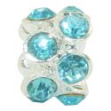 Andante-Stones Edler Silber  Bead mit 12 cyan Glaskristallsteinen