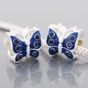 Andante-Stones Edler Silber  Bead Blauer Schmetterling