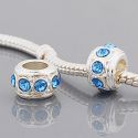 Andante-Stones Edler Silber  Bead mit 8 himmelblauen Glaskristallen