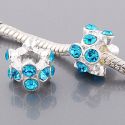 Andante-Stones Edler Silber  Bead mit 12 cyan Glaskristallsteinen