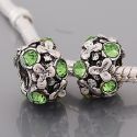 Andante-Stones Edler Silber  Bead mit 8 grasgrnen Glaskristallen