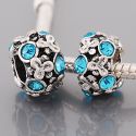 Andante-Stones Edler Silber  Bead mit 8 cyan Glaskristallsteinen