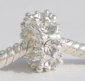 Andante-Stones Edler Silber  Bead mit 8 weißen Glaskristallen