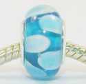 Andante-Stones Edler Silber Murano Glas Bead Blau White