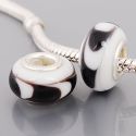 Andante-Stones Edler Silber Murano Glas Bead Wei Schwarz