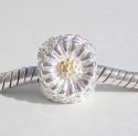 Original Massiv 925 Silber Bead Gold Sonnenblume