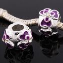 Andante-Stones Edler Silber  Bead mit purpur Blumen und Kristallen
