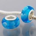 Andante-Stones Edler Silber  Murano Glas Bead Himmelblau mit Herzen