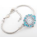 Edle QUARZ Bead UHR mit Cyan Glaskristallsteinen 20CM