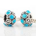 Andante-Stones Edler Silber  Bead mit 8 cyan Glaskristallsteinen