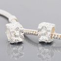 Andante-Stones Edler Silber  Bead in Quadrat Form mit Blumen Gravur