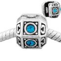 Andante-Stones Edler Silber  Bead Clip Stopper Zirkonia Cyan