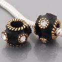 Edler 14K Gold Bead Schwarz mit 4 weien Glaskristallsteinen