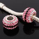 Original Massiv 925 Sterling Silber Kristall Bead Rosa Wei Schwarz