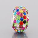 Original Massiv 925 Sterling Silber Kristall Bead Multicolor