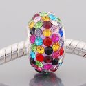 Original Massiv 925 Sterling Silber Kristall Bead Multicolor