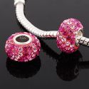 Original Massiv 925 Sterling Silber Kristall Bead Rosa Rot Purpur