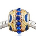 Edler 14K Gold Bead mit 14 Glaskristallsteinen in Dunkel Blau