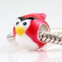 Original Massiv 925 Silber Bead Red Bird Roter Vogel