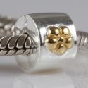 Original Massiv 925 Silber Gold Bead Clip Stopper Element