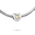 Original Massiv 925 Silber Gold Zirkonia Bead Herz