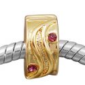 Edler 14K Gold Bead Clip Stopper mit violetten Glaskristallen